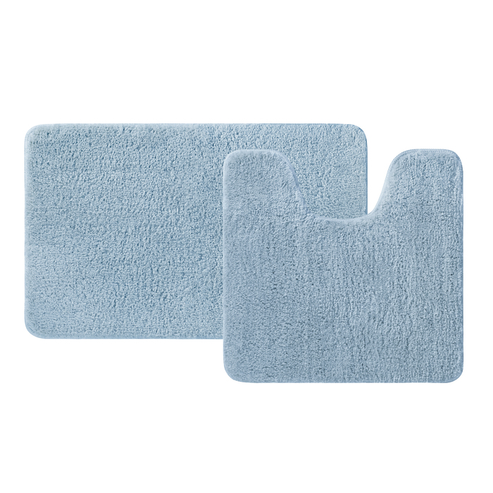 Набор ковриков для ванной комнаты, 50х80 + 50х50, микрофибра, синий, ID BSET03Mi13,