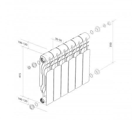 Радиатор биметаллический Royal Thermo Revolution 350 (1 секция)