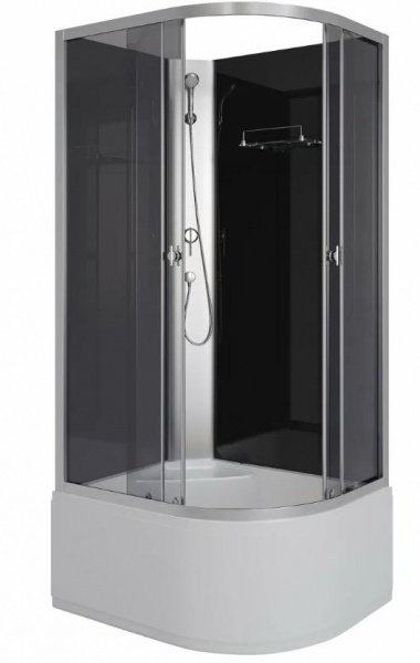 Кабина душевая "Niagara Eco E100/80/40L/TN/BK" 100*80*195 стекло МАТОВОЕ  (высокий поддон) 4 места