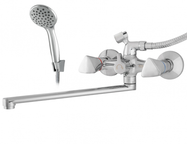 Смеситель ванна LUX RUSANT RV6023505-022 латунь,хром,кран-букса керам.,излив L-обр. 35 см.