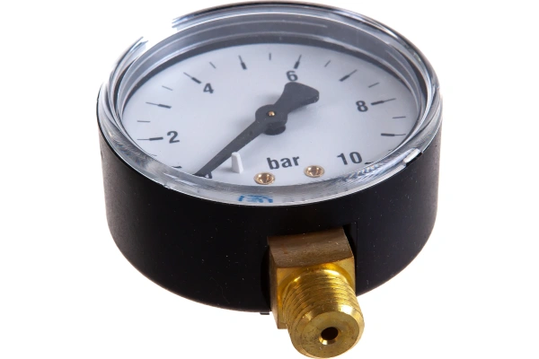 Манометр 10 бар 1/4" радиальный (нижнее  подключение)