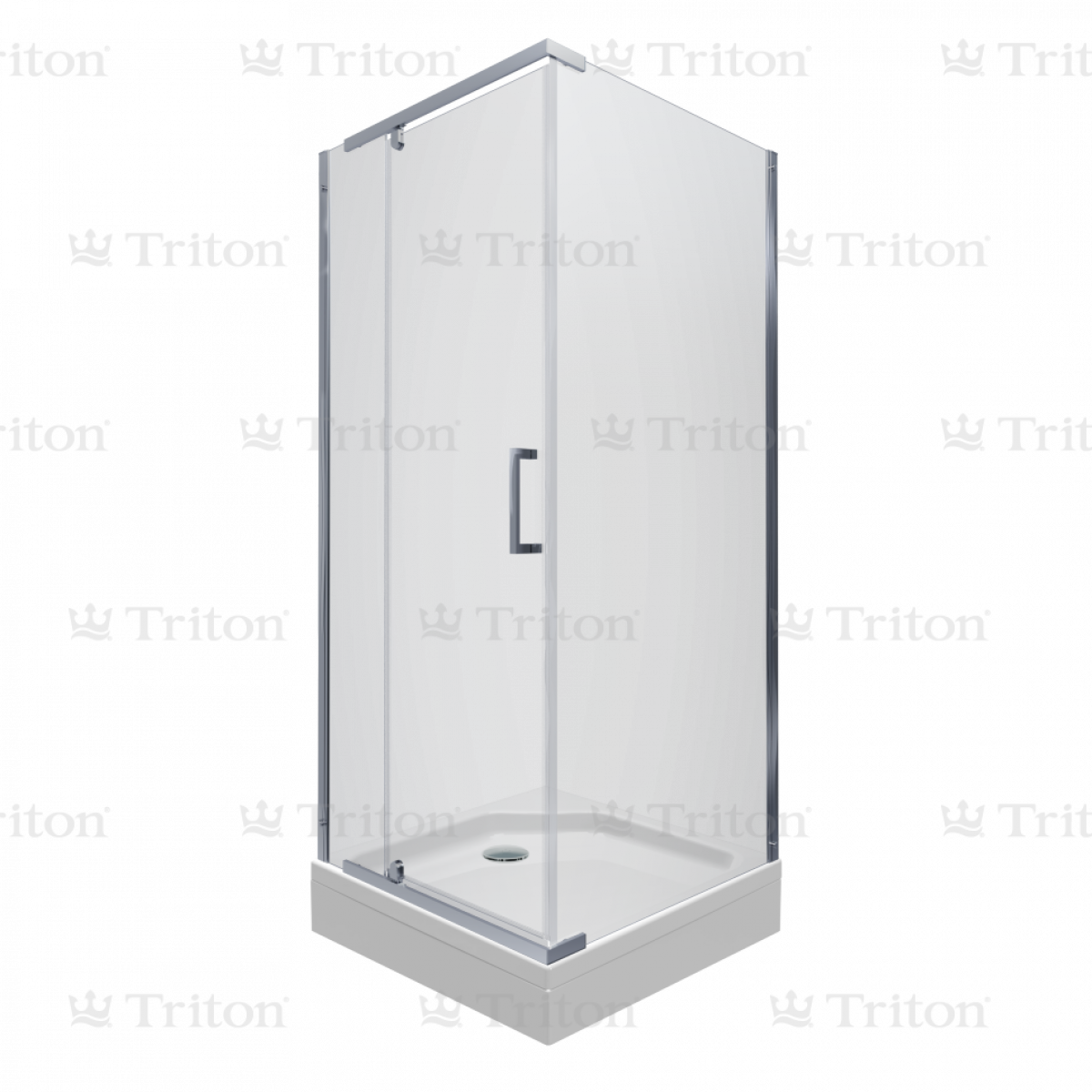 Душевой уголок "Triton Терра-Хром А 900*900*2070" стекло прозрачное ( поддон квадрат+сифон D90мм )