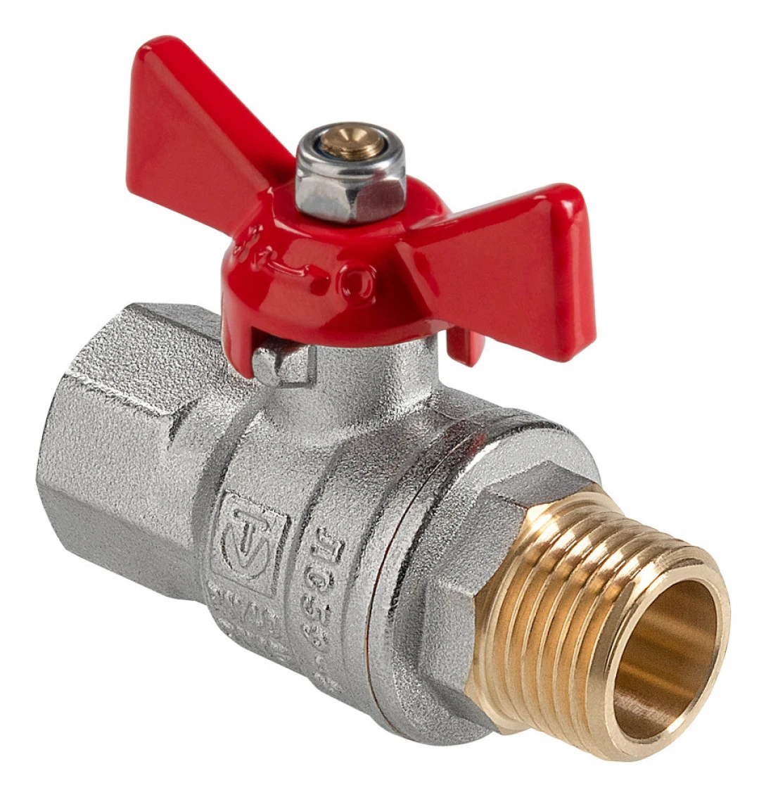 Кран шаровый полнопроходной VALTEC, ГОСТ, бабочка  1/2" г-ш  (VT.418.N.04)
