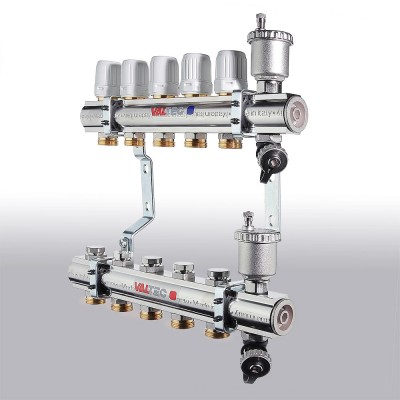Коллекторная группа "ValTec" 1" на 7 выхода евроконус 3/4" в сборе (VTc.594.EMNX.0607)