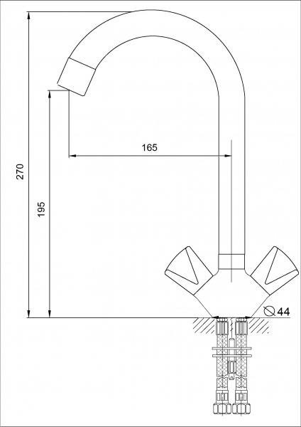 Смеситель кухня  LUX RUSANT RK450605-0 хром, латунь, шпилька