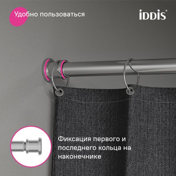 Карниз для ванной комнаты, 110-200 см, хром глянцевый, Elegante, ID RSC0120i14,