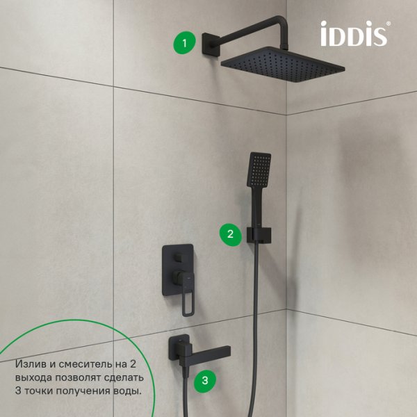 Излив скрытого монтажа "IDDIS Slide" черный матовый SLIBL0Si63
