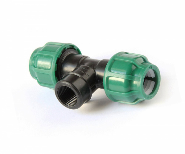 Тройник ПЭ компресс. 32ц*1/2"вн.*32ц